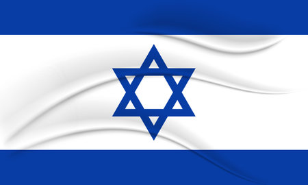 National flag of Israel with silk effect. Israeli Flag. 3D background, vectorのイラスト素材