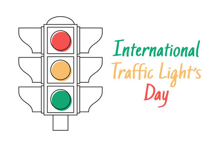 World Traffic Light Day. Traffic light on a white background. Road traffic lights. Illustration in flat style, vectorのイラスト素材
