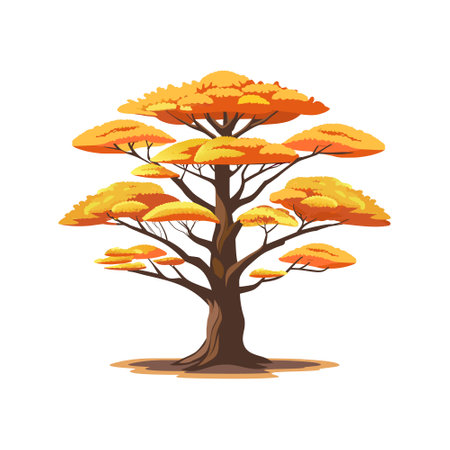 Autumn ginkgo tree isolated on white background. Blooming tree in autumn. vector illustrationのイラスト素材