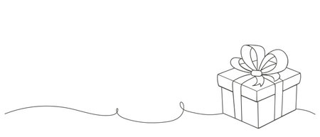 Gift box line icon. Birthday, gift or sale background. Holiday gifts line art illustrationのイラスト素材