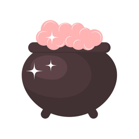 Witch's cauldron. Spooky festive element for Halloween. Flat style illustrationのイラスト素材