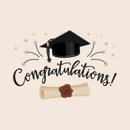 Congratulations on graduation design template, inscription with graduate's cap and certificate....