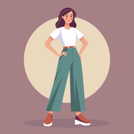 Fashionable confident woman in casual clothes, modern female. Illustration, flat style.のイラスト素材