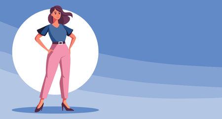 Fashionable confident woman in casual clothes, modern woman. Flat style illustration.のイラスト素材