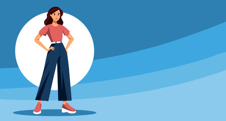 Fashionable confident woman in casual clothes, modern woman. Flat style illustration.のイラスト素材