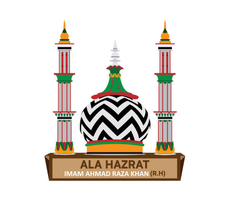 Imam Ahmad Raza Khan Dome two Minaret Illustrationのイラスト素材