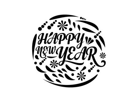 Happy new Year Styling Calligraphy Vector designのイラスト素材