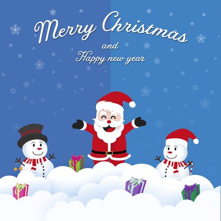 Christmas holiday Santa snowman happy new yearのイラスト素材