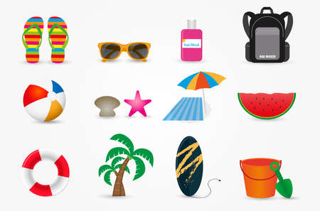 set of summer iconsのイラスト素材