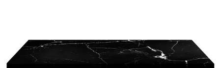 Empty black marble top table on isolated white background.の写真素材