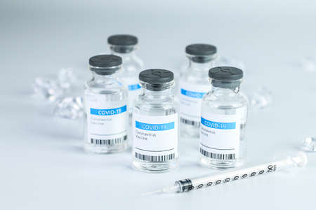 Coronavirus Vaccine bottle CoronaVirus COVID-19 Covid vaccines syringe.の写真素材