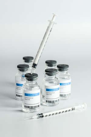 Coronavirus Vaccine bottle Coronavirus COVID-19 Covid vaccines syringe.の写真素材