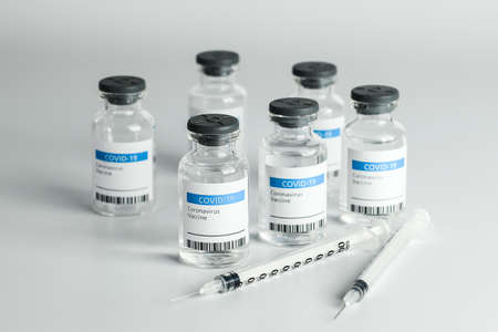 Coronavirus Vaccine bottle Coronavirus COVID-19 Covid vaccines syringe.の写真素材