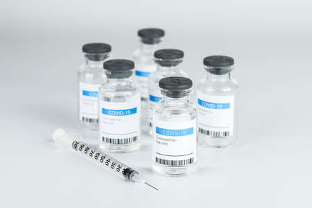 Coronavirus Vaccine bottle Coronavirus COVID-19 Covid vaccines syringe.の写真素材