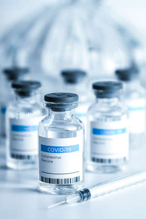Coronavirus Vaccine bottle Coronavirus COVID-19 Covid vaccines syringe.の写真素材