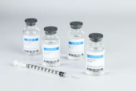 Coronavirus Vaccine bottle Corona Virus COVID-19 Covid vaccines syringe.の写真素材
