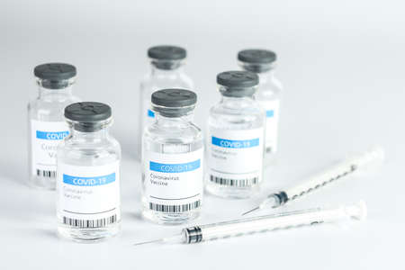 Coronavirus Vaccine bottle Coronavirus COVID-19 Covid vaccines syringe.の写真素材