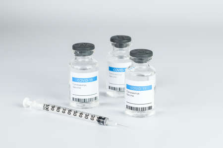 Coronavirus Vaccine bottle Coronavirus COVID-19 Covid vaccines syringe.の写真素材