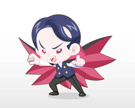 Cute Style Child in Halloween Day Costume [Vampire] Illustrationのイラスト素材