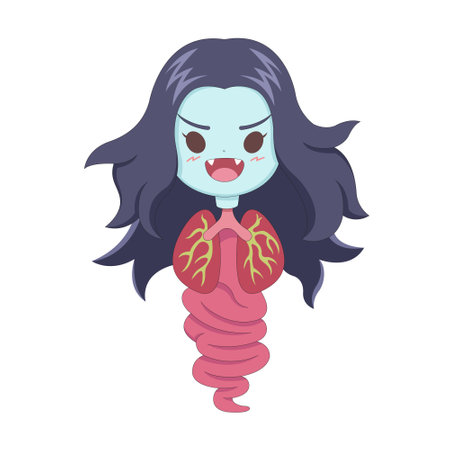 Cute style Thai ghost Krasue cartoon illustrationのイラスト素材