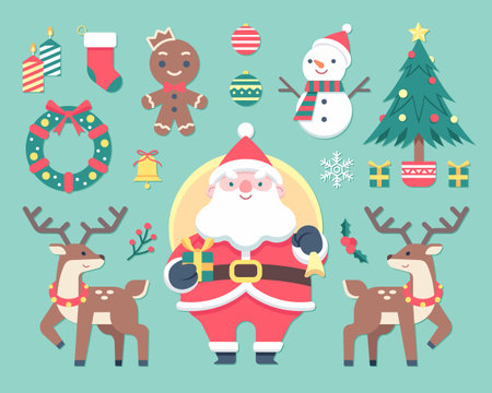 Flat style Christmas festival design element cartoon clipartのイラスト素材