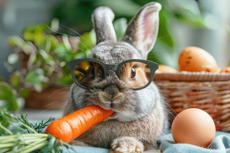 super cool easter bunny wearing sunglasses, Easter bunny and Easter eggs.の素材