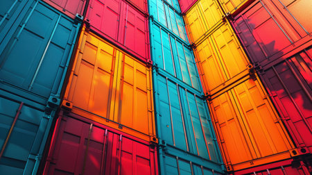 Pop Art style background with wall of cargo containers.の素材