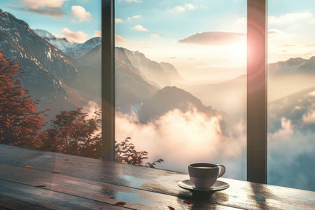 Mountain View from Coffee Table: Morning Fog.