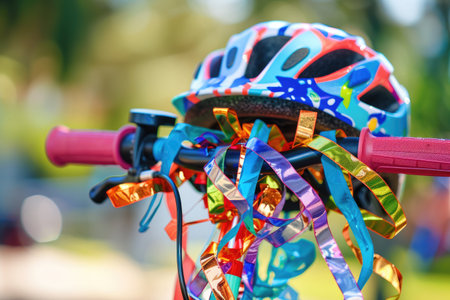 Joyful Outdoor Play, Colorful Balance Bike Handlebars and Childs Helmet