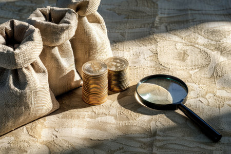 Magnifying Growth: Coins, Money Bags, and the Shadow of Success