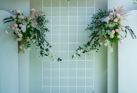 Flowers on white background , Wedding decorationsの写真素材