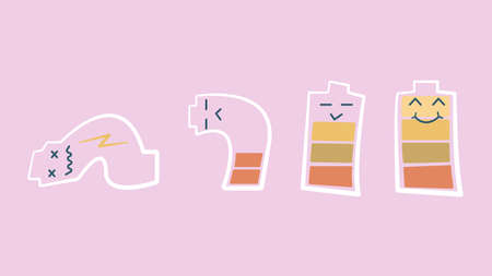 Cartoon character charging the battery, vector illustration.のイラスト素材