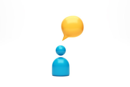 3d yellow chat box or speech symbol and user icon. Related to communication, technology network and...