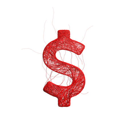 Dollar currency symbol 3D object veins or artery abstract concept on white background. Life and finance successful, marketing, business investment, risk, profit growth.の写真素材