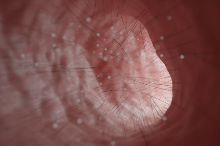Pm 2.5 dust The germs through the nasal cavity. covid 19 corona virus bacteria damage immune system lungs pandemic disease infection severe respiratory spread via nostrils. 3D Illustration.の写真素材
