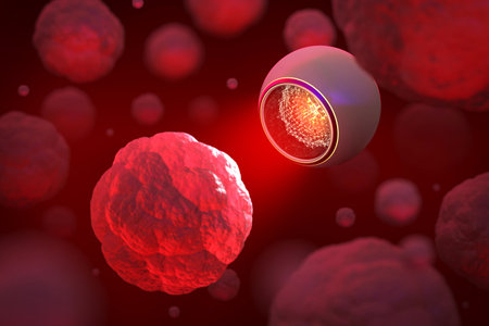 robot micro interior body inside nanotechnology high technology inspection cell molecule red blood vessel virus scan bacteria medical microscope pharmaceutical repair heal diagnose. 3D Illustration.の写真素材