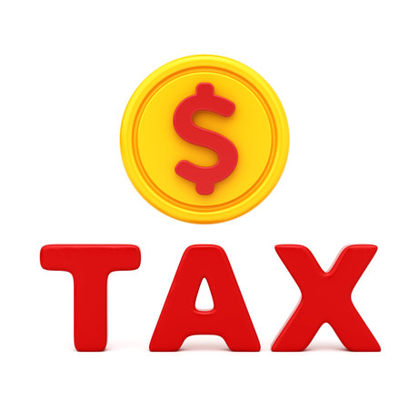 Tax payment annual compulsory financial charge legal individual income tax government organization business order expenditures. coins dollar and red tax reminder.  . 3D Illustration.の写真素材