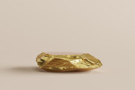 gold stand raw display product luxury strong deluxe hi-end brand nature material commercial advertisement minimal style. space placing products fashion cosmetics skincare and jewel. 3D illustration.の写真素材
