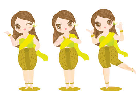 character vector thai girl for information,receptionist,food restaurant,companyのイラスト素材