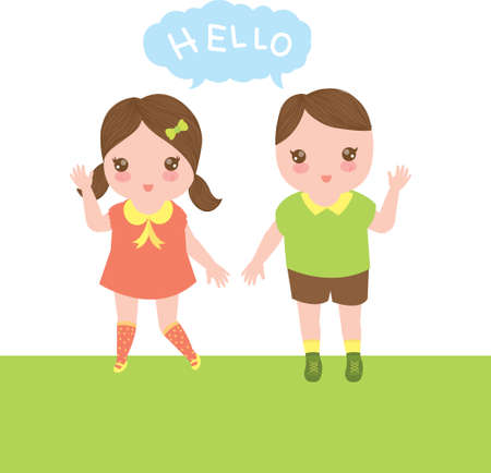 boy and girl characterのイラスト素材