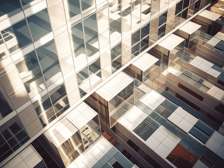 Minimalist of urban architecture, meticulously capturing captivating patterns, sleek lines, and intriguing shapes that define the cityscape. From the bold angles of skyscrapers to the subtle interplay of shadows and reflections on urban surfaces, each image is a study in simplicity and sophistication.の素材
