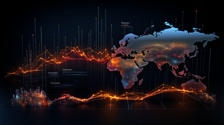 Illustrate the flow of data and information across the internet. Showcase the exchange of information between devices, servers, and usersの素材