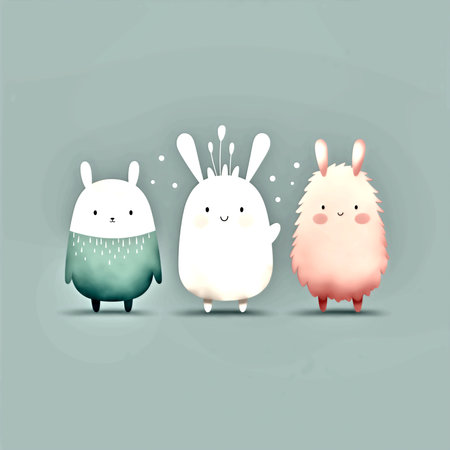 In this illustration, a world comes to life with enchanting creatures, each inspired by the soft caress of pastel colors.の素材