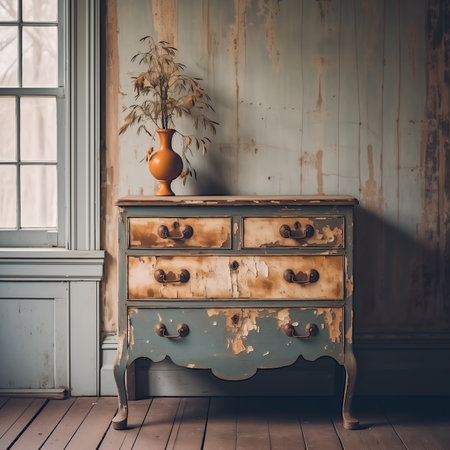 Step inside the weathered charm of rustic interiors and explore the beauty of aged furniture, worn-out textures, and vintage decor. Focus on capturing the elegance that emerges from the patina of time, telling stories of generations past.の素材