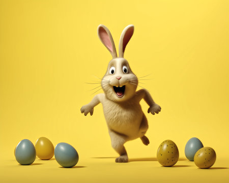 Easter's Joyful Journey brings to life a vibrant world filled with bright and cheerful colors, where the Easter Bunny dances through meadows of blossoming flowers, its basket overflowing with beautifully decorated eggsの素材