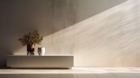 Empty interior room with lighting by generative AI illustration.の素材