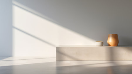 Empty interior room with lighting by generative AI illustration.の素材