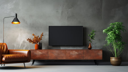 Interior room with lighting by generative AI illustration.の素材