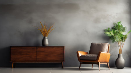 Interior room with lighting by generative AI illustration.の素材