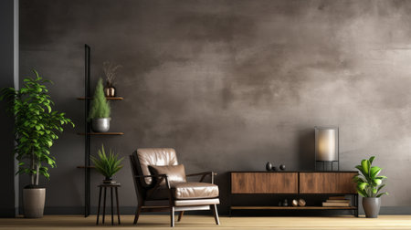 Interior room with lighting by generative AI illustration.の素材